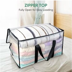 Set of 8 Clear Zipper Top Storage Bag w/ Black Trim-Home Storage & Organization